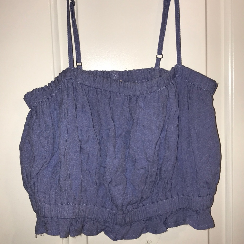 blue cropped tank top
